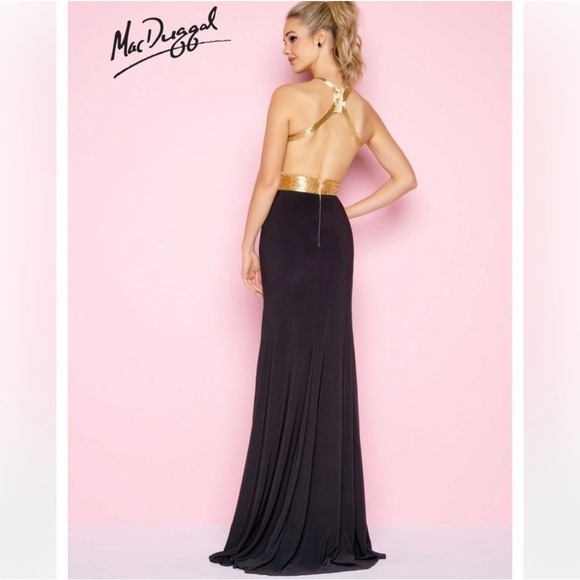 Mac Duggal Black and Gold Formal Gown - Picture 2 of 12